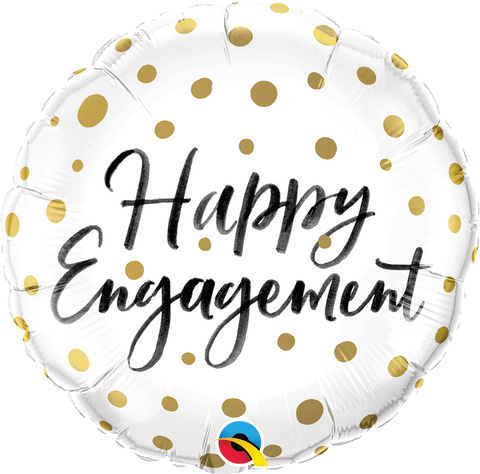 Happy Engagement Gold Dots Foil Balloon - 46cm