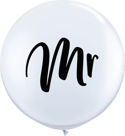 Round White Mr Balloon - 3ft