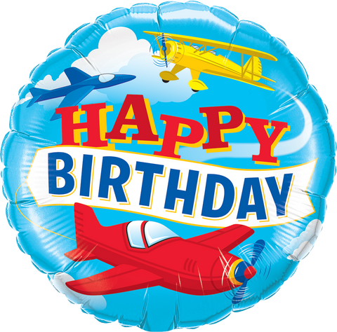 Happy Birthday Air Plane Foil Balloon - 46cm