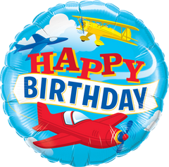 Happy Birthday Air Plane Foil Balloon - 46cm