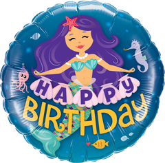 Happy Birthday Mermaid Foil Balloon - 46cm