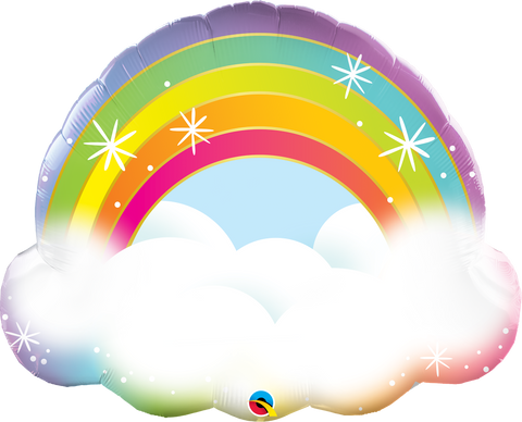 Rainbow On Clouds Jumbo Foil Balloon - 81cm