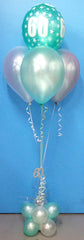 60 Print & 3 Metallic Balloon Arrangement - Stacked On Spray