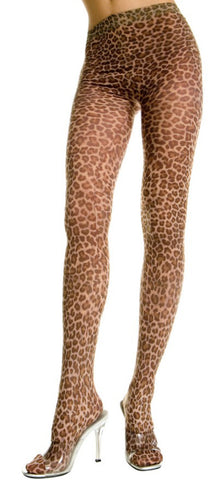 Opaque Leopard Print Pantyhose