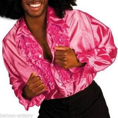 70's Disco Ruffle Shirt - Pink (Hire Only)
