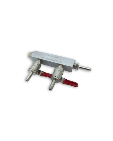 2 Output / 2 Way Gas Line Manifold Splitter with Check Valves