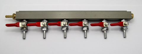 6 Output / 6 Way Gas Line Manifold Splitter with Check Valves