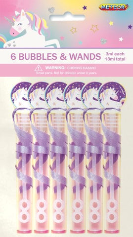 Unicorn Party Bubbles & Wands - (6 pack)