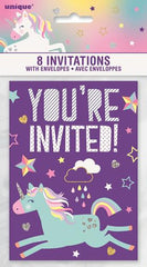 Unicorn Party Invitations - (8 pack)