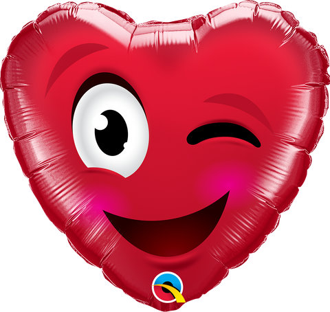 Smiley Wink Heart Foil Balloon  - 46cm