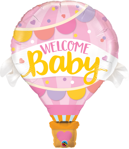 Welcome Baby Pink Hot Air Jumbo Foil Balloon - 107cm