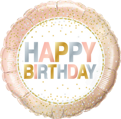 Happy Birthday Rose Gold Dots Foil Balloon - 46cm