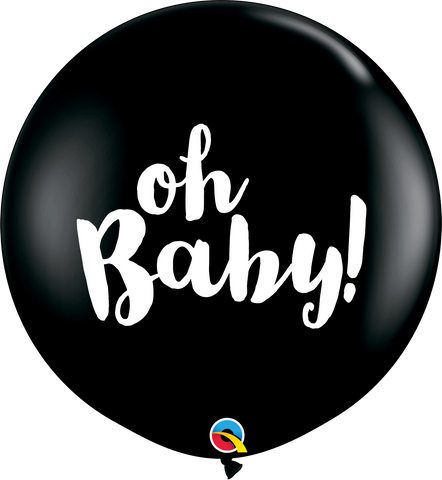 Oh Baby ! Round Black Balloon - 3ft