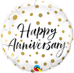 Happy Anniversary Gold Dots Foil Balloon - 46cm