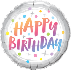 Happy Birthday Rainbow Dots Foil Balloon - 46cm
