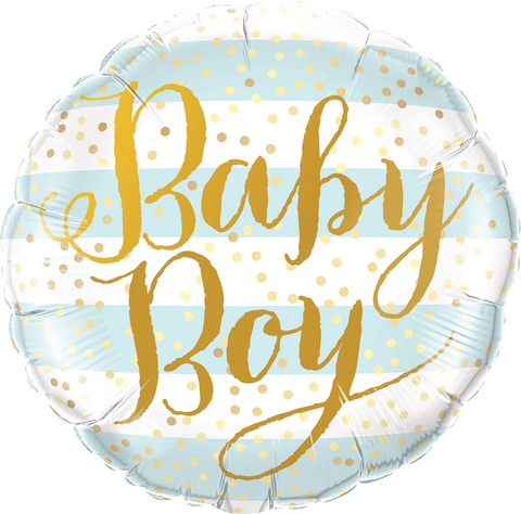 Baby Boy Blue Stripes Foil Balloon - 46cm