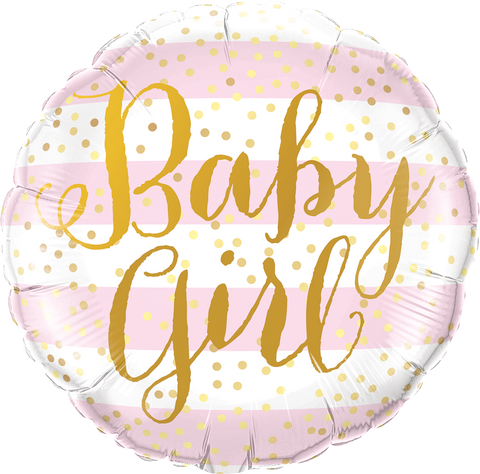 Baby Girl Pink Stripes Foil Balloon - 46cm
