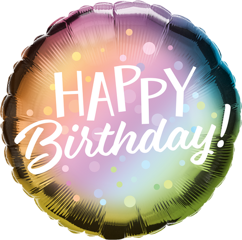 Happy Birthday Metallic Ombre & Dots Foil Balloon - 46cm