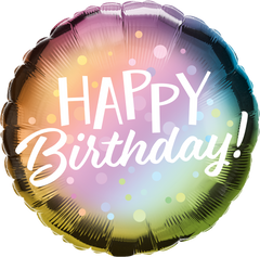 Happy Birthday Metallic Ombre & Dots Foil Balloon - 46cm