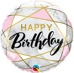 Happy Birthday Marble Rectangles Foil Balloon - 46cm