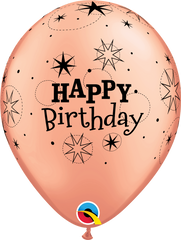 Rose Gold Happy Birthday Latex Balloons - (8 pack)