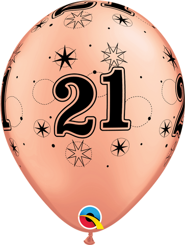 21st Birthday Latex Balloons Rose Gold - (6 pack)