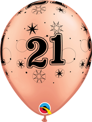 21st Birthday Latex Balloons Rose Gold - (6 pack)