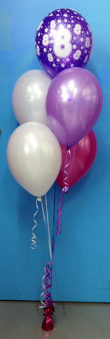 8th Birthday & 4 Metallic Balloon Arrangement - Stacked