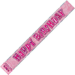 Glitz Pink Happy Birthday Foil Banner (3.6m)