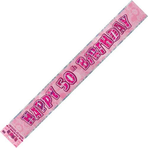 Glitz Pink 50th Birthday Foil Banner (3.6m)