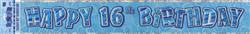 Glitz Blue - 16th Birthday Foil Banner (3.6m)