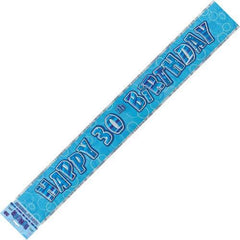 Glitz Blue 30th  Birthday Foil Banner (3.6m)