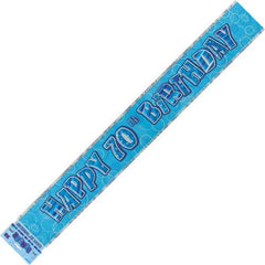 Glitz Blue 70th Birthday Foil Banner (3.6m)