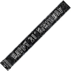 Glitz Black & Silver 21st Birthday Foil Banner (3.6m)