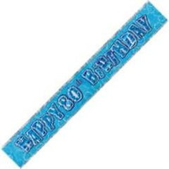 Glitz Blue 80th Birthday Foil Banner (3.6m)