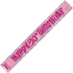 Glitz Pink 80th Birthday Foil Banner (3.6m)