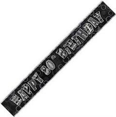 Glitz Black & Silver 80th Birthday Foil Banner (3.6m)