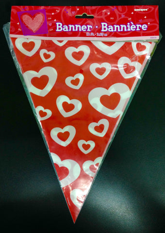 Red & White Heart Flag Banner (3.65m)