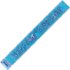 Glitz Blue 90th Birthday Foil Banner (3.6m)