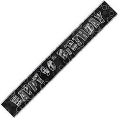 Glitz Black & Silver 90th Birthday Foil Banner (3.6m)