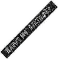 Glitz Black & Silver 100th Birthday Foil Banner (3.6m)