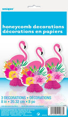 Luau Party Flamingo Honeycomb Centrepiece (3 pack)