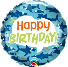 Happy Birthday Fun Sharks Foil Balloon - 46cm