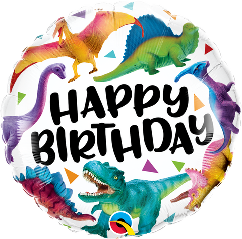 Happy Birthday Colourful Dinosaurs Foil Balloon - 46cm