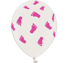 Helium Quality Printed Baby Footprints Pink Balloons