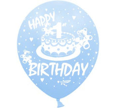 Helium Quality Printed Happy 1st Birthday Blue Balloons