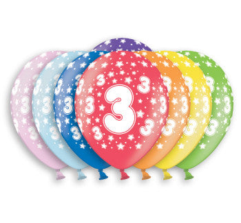 Helium Quality Printed 3 Assorted Colours Balloons