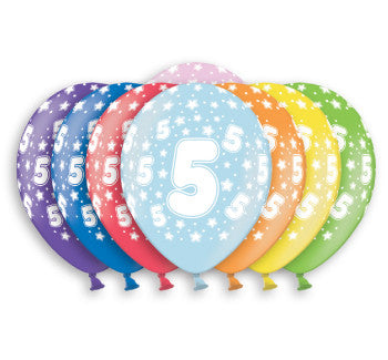 Helium Quality Printed 5 Assorted Colours Balloons