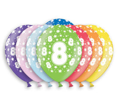 Helium Quality Printed 8 Assorted Colours Balloons