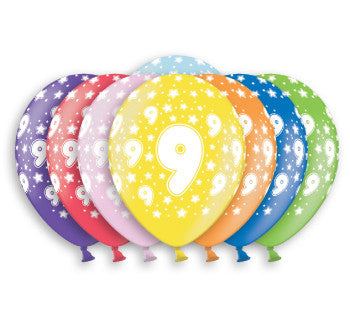Helium Quality Printed 9 Assorted Colours Balloons